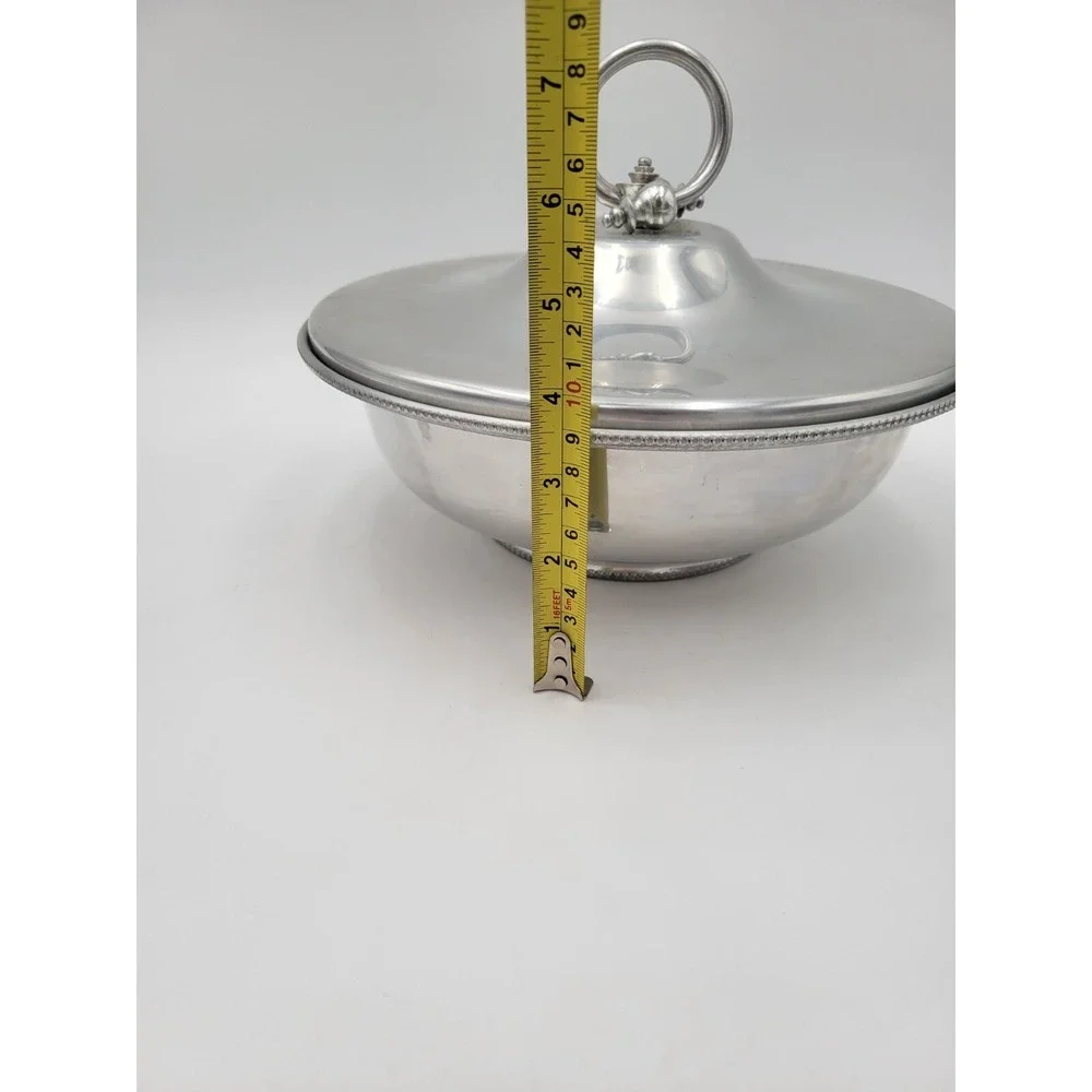 Vtg BW Buenilum Hammered Aluminum Round Serving Bowl With Glass bake Insert‎ MCM